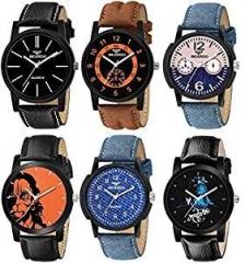 Foxter Analogue Men's & Boys' Watch Multicolour Dial Multicolour Strap Pack of 6