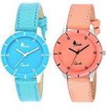 Frida Analogue Orange And Sky Blue Girls' Watches Set Of 2 Combo