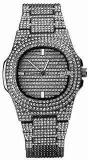 Generic Analog Full Diamond Black Chronograph Unisex Watch