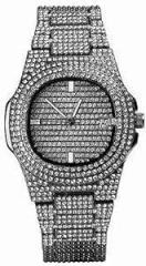 Generic Analog Full Diamond Black Chronograph Unisex Watch