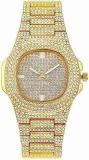 Generic Analog Full Diamond Gold Chronograph Unisex Watch