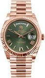 Generic Rose Gold Unisex Watch With Olive Green Dial