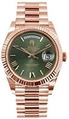 Generic Rose Gold Unisex Watch With Olive Green Dial