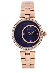 Women's Blue Dial & Rose Gold Metal Strap Watch, Model No. A2056 55