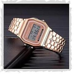 GOLDENIZE FASHION Casual Vintage Digital Black Dial Men's & Women's Stainless Steel Watch A 158WA 1Q