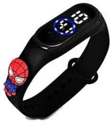 Goldenize Fashion Digital Dial Waterproof Stylish and Fashion Unisex Child Wrist Smart Watch LED Band for Kids, Child Colorful Cartoon Character Super Hero for Kids, Boys & Girls Black Spider Man