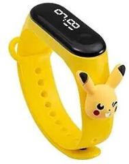 Goldenize Fashion Digital Dial Waterproof Stylish and Fashion Unisex Child Wrist Smart Watch LED Band for Kids, Child Colorful Cartoon Character Super Hero for Kids, Boys & Girls Yellow Pikachu