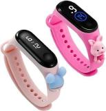 Goldenize Fashion Multicolor Digital Dial Waterproof Stylish And Fashion Child Wrist Smart Watch LED Band For Kids, Colorful 3D Cartoon Super Hero For Kids, Boys & Girls Pink Baby Pink Mouse