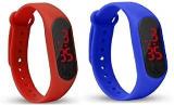 GT Gala Time Combo Of 2 Red & Blue Color Unisex Digital LED Waterproof Silicone M3 Wrist Band Watch For Boys Girls & Men