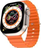 Hammer Hammer Ace Ultra 1.96 inch Bluetooth Calling Smart Watch with Rotating Crown, Metallic Body, 600 Nits AOD, Spo2, HR, BP & 2 Straps Grey & Orange