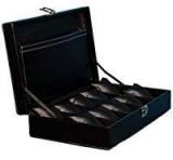 Hard Craft Watch Box Case PU Leather For 10 Watch Slots, Black