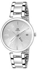 IIK COLLECTION Elegant Round Dial Stainless Steel Bracelet Chain Analogue Watch for Women and Girls