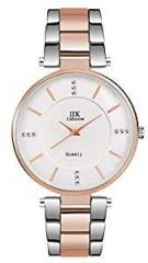 IIK COLLECTION Round Studded Dial Metal Bracelet Chain Strap Analogue Wrist Watch for Women and Girls