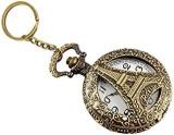 IKTU Watch Keychain Vintage Pocket Watch Unisex Watch {Metallic} Paris Tower