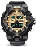 Xinew Analogue Digital Multifunctional Outdoor Sports Dual Time Golden Dial Men's & Boy's Watch 371