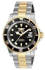 Invicta Stainless Steel Pro Diver Analog Black Dial Unisex's Watch 26973, Band Color:Two Tone