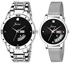 JAINX Analogue Unisex Watch Black Dial Pack of 2