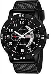 jainx Day and Date Feature Black Mesh Band Analogue Men's & Boy's Watch JM396