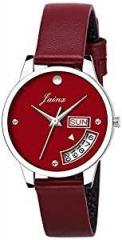 Jainx Day and Date Red Analog Watch for Women & Girls JW603