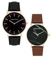 Joker & Witch Faux Leather Unisex Katnis & Peeta Couple Analog Watch Gift Set For Men And Women, Dial_Black