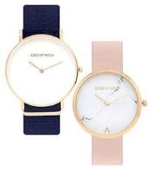 Joker & Witch Polyurethane Unisex Glenn & Maggie Couple Analog Watch Gift Set For Men And Women, Dial_White, Band_Rose Gold