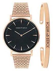 Joker & Witch Women's Iridescent Rose Gold Analog Watch Bracelet Stack