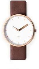 JOON Wrist Watch Mocha Rose Gold Bezel with Frost White Dial and Coffee Brown, Vegan Leather Strap, Japanese Quartz Movement, Unisex Urban Watch