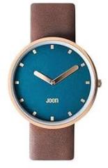 JOON Wrist Watch Socialite Rose Gold Bezel with Deep Teal Dial and Coffee Brown, Vegan Leather Strap, Japanese Quartz Movement, Unisex Urban Watch