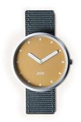 JOON Wrist Watch Sunny Side Matte Steel Silver Bezel with Apricot Yellow Dial and Thunder Grey Nylon Strap, Japanese Quartz Movement, Unisex Urban Watch