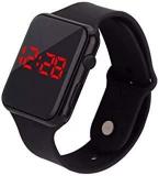 K&K Men's Black Color Unisex Silicone Digital LED Band Wrist Watch Pack Of 1