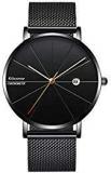 Kitcone Analogue Date & Time Display Shepard Chain Black Dial Super Slim Mens Watch & Boys Watch BLC