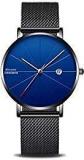 Kitcone Analogue Date & Time Display Shepard Chain Blue Dial Super Slim Mens Watch & Boys Watch BLB1