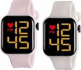 Kytsch Digital Led Watch For Kids Square Dial Date & Time Watches For Unisex Combo Pack 2 Boys & Girls