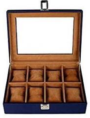 Leather World 8 Slots Watch Box Case Leatherette Storage Organizer Men Women