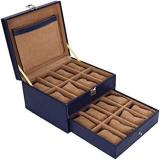 Leather World Blue PU Leather Designer Watch Box Watch Case For Men Watches Storage Box For 16 Watches Watch Box Watch Case Watch Box For Men