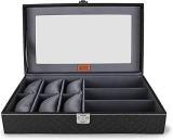 LEDO Unisex Watch Box And Sunglass Case Organizer With 6 Slots For Watches And 3 Slots For Sunglasses In Black & GrayColor