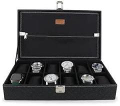 LEDO Unisex Watch Box Holder Organizer In 12 Slots of watches In PU Leather with Black color