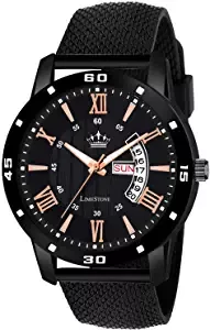 LimeStone Day and Date Functioning Black Quartz Watch for Boys LS2802