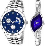 Limpa Blue Color Dial Stainless Steel Strap Round Shap Analog Couple Watch For Men And Women Couple Watch Combo Analogue Unisex Watch