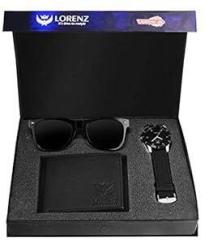 LORENZ Combo of Black Men's Wallet, Sunglasses & Watch | Choose Any one | Brown Wallet, Army Design Wallet, Blue Wallet or Black Wallet