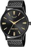 LOUIS DEVIN LD BK047 GLDBLK Black Dial And Band Stainless Steel Metal Chain Analog Wrist Watch For Men