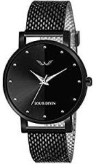 LOUIS DEVIN LD BK138 BLK Black Mesh Strap Analog Wrist Watch for Women