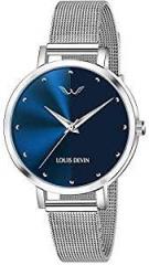 LOUIS DEVIN LD L144 BLU CH Women's Mesh Steel Chain Blue Dial Analog Wrist Watch