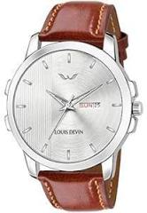 LOUIS DEVIN Leather Strap Analog Wrist Watch for Men