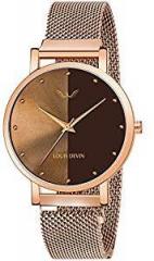 LOUIS DEVIN Louis DevinLD RG138 BRW Rose Gold Metal Mesh Chain Analog Wrist Watch for Women