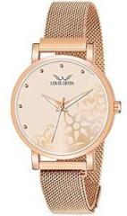 LOUIS DEVIN Rose Gold Metal Mesh Chain Analog Wrist Watch for Women | LD RG154