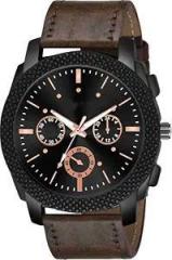 LUMIFIE Analog Black Dial Chronograph Trendy Unisex Brown Watch