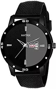 MATRIX Analogue Boys' Watch Black Dial Black Colored Strap