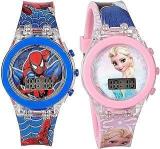 Matrix Kids Pair Spiderman/Frozen/Marvel Avengers/Unicorn Digital Watch Set For Kids With Disco LED Lights Boys & Girls