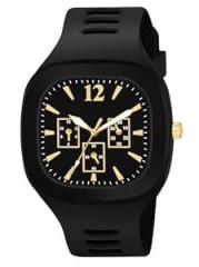 Matrix Shabby Collection Analog Black Gold Silicone Watch for Men & Boys Black